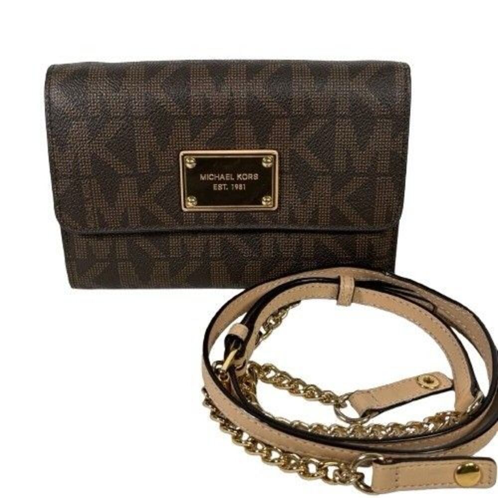 Michael Kors Signature MK Logo Crossbody Wallet Organizer Purse Shoulder Bag